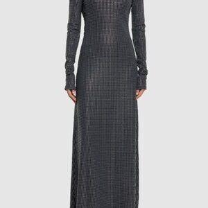 WeWoreWhat Black and Silver Sparkle Backless Formal Dress NWT